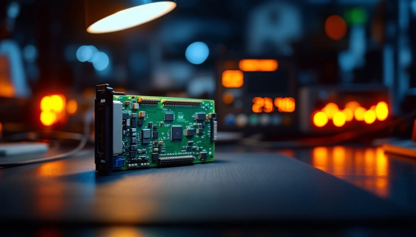 Industrial control board under repair on the Control Board Lab bench